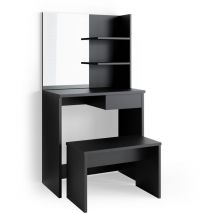 Coiffeuse Dekos, Noir, 75 cm avec banc Vicco