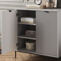 Commode avec tiroirs Eliza, Gris, 80 x 81.2 cm avec 2 portes, Vicco