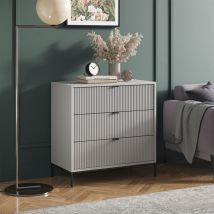 Vicco - Commode avec tiroirs Eliza, Gris, 80 x 81.2 cm avec 3 tiroirs