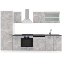 Vicco - Cucina componibile R-Line, Cemento/Bianco, 300 cm , pl Antracite