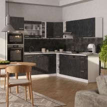 Cuisine en angle R-Line, noir béton/blanc, 237 x 247 cm pt Anthracite Vicco