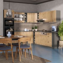 Cuisine en angle R-Line, Chêne Artisan/Anthracite, 237 x 247 cm, pt Anthracite Vicco