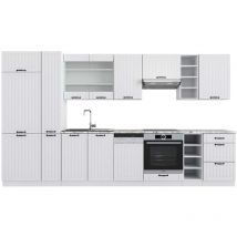 Cuisine Fame-Line, Blanc campagne/blanc, 355 cm, pt Marbre Vicco