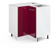 Meuble d'angle R-Line, Rouge bordeaux Haute brillance, 75.6 cm sans plan de travail Vicco