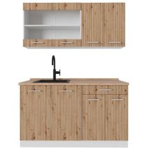 Cuisine R-Line, Artisan chêne/blanc, 140 cm, pt Chêne Vicco