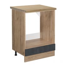 Meuble pour four R-Line, Béton noir, 60 cm pt Chêne Vicco