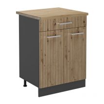 Meuble cuisine R-Line, Chêne Artisan, 80 cm, pt Chêne Vicco