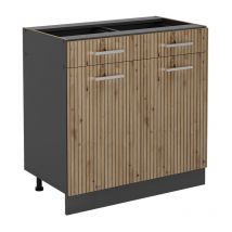 Vicco - Meuble cuisine R-Line, Chêne Artisan, 80 cm sans plan de travail