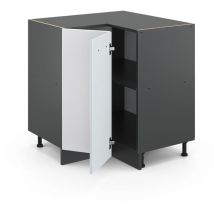 Meuble d'angle R-Line, Blanc Haute brillance, 75.6 cm, pt Chêne Vicco