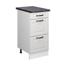 Küchenunterschrank R-Line, Weiß Landhaus, 40 cm mit Schubladen, ap Anthrazit Vicco