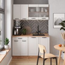 Vicco - Küchenzeile R-line, Weiß Landhaus/goldkraft Eiche, 140 Cm , Ap Eiche