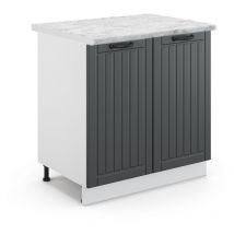 Meuble bas sous-évier Fame-Line, Anthracite campagne, 80 cm avec étagère, pt Marbre Vicco