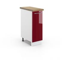 Vicco - Meuble de cuisine Fame-Line, Rouge bordeaux Haute brillance, 30 cm, pt Chêne