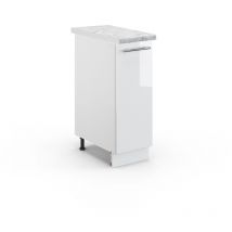 Vicco - Meuble de cuisine Fame-Line, Blanc Haute brillance, 30 cm, pt Marbre