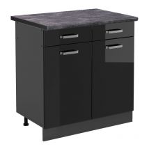 Meuble cuisine R-Line, Noir Haute brillance, 80 cm, pt Anthracite Vicco