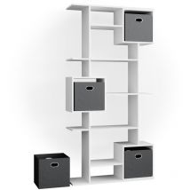 Vicco - Meuble de rangement cube Cube, Blanc, 92 x 187.7 cm avec 2 boîtes pliantes