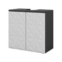 Meuble sous vasque simple Edge, Noir, 60 x 57 cm avec 2 portes Vicco