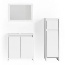Vicco - Ensemble de meubles de salle de bain Emma, Blanc, 3 pièces, avec armoire centrale