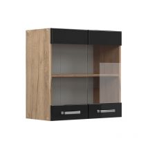 Vicco - Mobile da cucina in vetro R-Line, Nero lucido, 60 cm