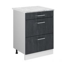 Vicco - Mobiletto base per cucina R-Line, Calcestruzzo nero, 60 cm pl Marmo