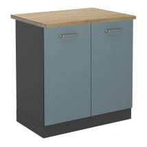 Armario bajo para fregadero R-Line, Gris azulado, 80 cm , ET Roble, Vicco
