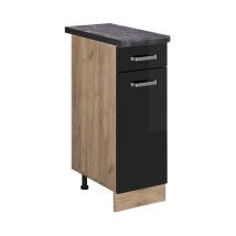 Mueble bajo de cocina R-Line, Negro brillo intenso, 30 cm , et Antracita Vicco
