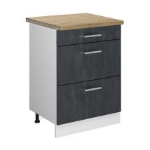 Vicco - Mueble bajo de cocina R-Line, Hormigón negro, 60 cm et Roble