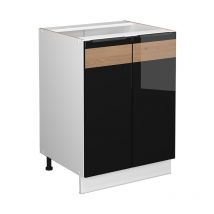 Mobile alto Fame-Line, Rovere nero lucido, 60 cm Senza piano di lavoro Vicco