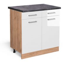 Vicco - Mobiletto base per cucina R-Line, Bianco lucido, 80 cm , pl Antracite