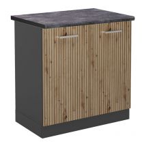 Mobile lavello cucina R-Line, Rovere artigianale, 80 cm , PL Antracite, Vicco