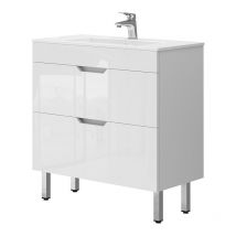 Vicco - Set di mobili da bagno Clayton, Bianco, 2 parti, mobile base 80 cm