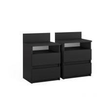 Table de chevet Monty, Noir, 39.6 x 59.1 cm Lot de 2 Vicco