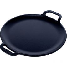 Victoria - 31800 Plancha Cocina para Pizza Hierro Fundido Curado Inducción, Sartén 25cm, Fuego, Barbacoa, Horno Negro