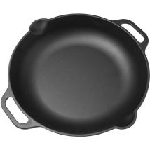 Victoria - 31947 Poêle à Paella en Fonte Émaillée Induction 33cm, Convient pour le Feu, Barbecue Noir