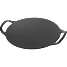 Victoria 34474 Plaque à Griller en Fonte à Induction pour Pizza, Poêle 38cm pour Barbecue, Four Noir