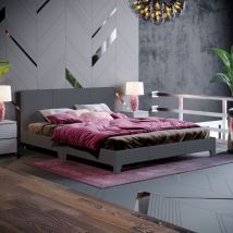Home Discount - Victoria 5ft King Size Fabric Bed Frame, 150 x 200 cm, Dark-Grey-Linen