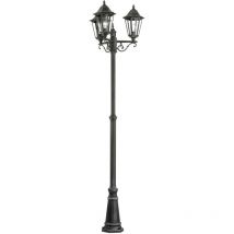 Eglo - Navedo - 3 Light Outdoor Triple Lamp Post Black, Silver-Patina 6567, E27