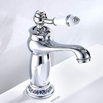 Victorian-style basin mixer tap – chrome – for bathrooms, guest toilets – classic faucet for hot and cold water (chrome)