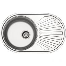 Victory - Edelstahlspüle 780 mm 1 Becken reversibel inkl. Excenterbedienung Abtropffläche Überlauf