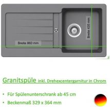 Keenberk - Granitspüle Victory s-vel 860.60 - light gray mit Excentergarnitur Küchenspüle Einbauspüle ab 45er Schrank