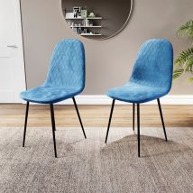 Home Discount - Luton Dining Chairs Set of 2 Kitchen Counter Chairs With Backrest & Padded Seat, Blue