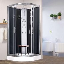 Pure 1000 Shower Cabin 1000 x 1000 Black Glass - Vidalux