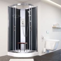 Pure e Black 900 x 900 Electric Shower Cabin Triton Lux Metal 8.5KW - Vidalux