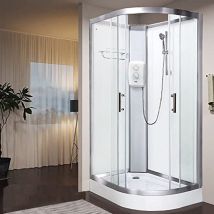 Pure e 1200 x 800 Electric Left Shower Cabin Triton Lux Metal 8.5KW - Vidalux