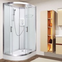 Pure e 1200 x 800 Electric Right Shower Cabin-Triton Lux White 9.5KW - Vidalux