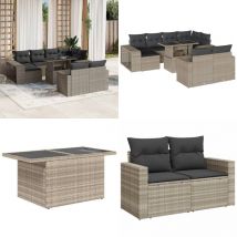 11-tlg. Garten-Sofagarnitur mit Kissen Hellgrau Poly Rattan - Vidaxl