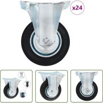 The Living Store - vidaXL 24 pcs Roulettes fixes 100 mm