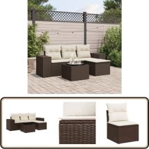 Vidaxl - 5-tlg. Garten-Sofagarnitur mit Kissen Braun Poly Rattan