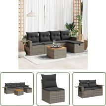 VidaXL 6-tlg. Garten-Sofagarnitur mit Kissen Grau Poly Rattan
