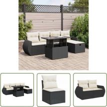 VidaXL 6-tlg. Garten-Sofagarnitur mit Kissen Schwarz Poly Rattan